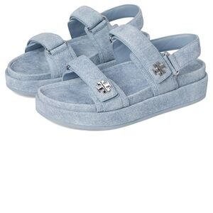 Tory Burch Light Blue Denim Platform Sandals